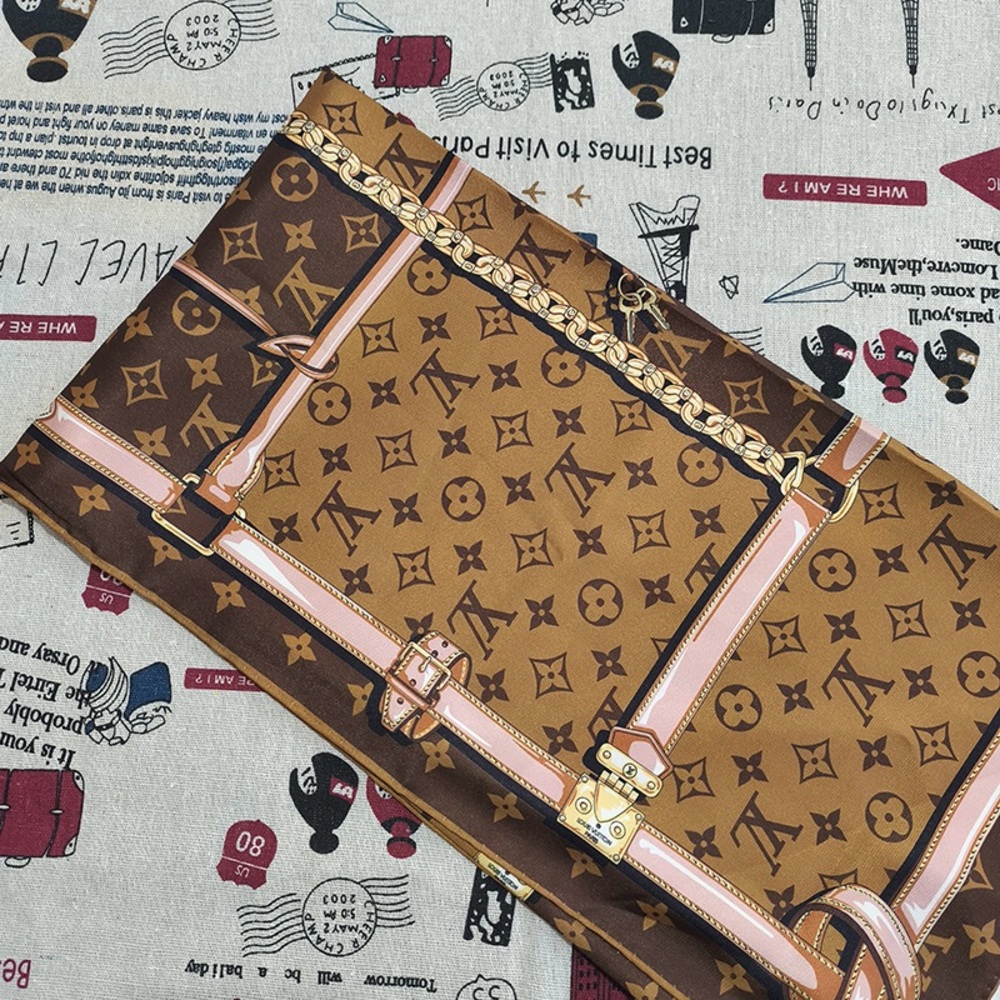 Louis Vuitton Monogram Pattern Silk Square Scarf - Picture 5 of 5
